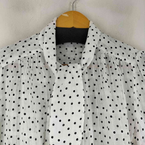 ザラ ZARA ドット柄 ボウタイ付き L/S ブラウス レディース import:L