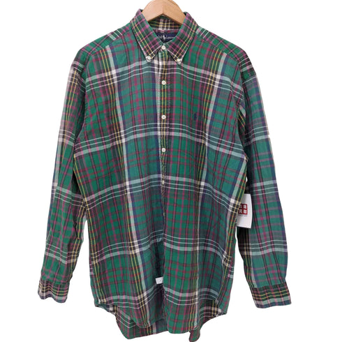 ラルフローレン RALPH LAUREN 外付けタグ ポニー刺繍 L/S ボタンダウン チェックシャツ メンズ import:M