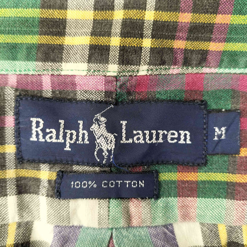 ラルフローレン RALPH LAUREN 外付けタグ ポニー刺繍 L/S ボタンダウン チェックシャツ メンズ import:M