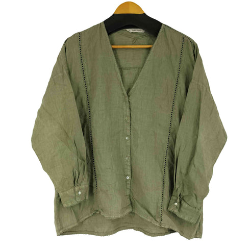 ザラ ZARA スキッパー リネン ブラウス レディース US L