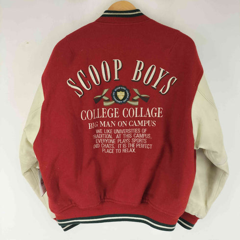 SCOOP BOYS 80S ワッペン 刺繍 デザイン 袖レザー スタジャン メンズ FREE