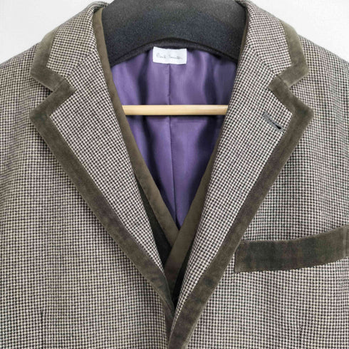 ポールスミス Paul Smith ベストセット ベロア切替 チェック柄 テーラードジャケット メンズ JPN:M