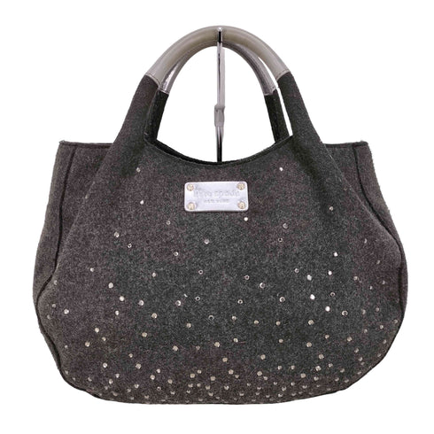 ケイトスペード Kate spade 裏地ドット フェルト ラインストーン ロゴプレート ハンドバック レディース