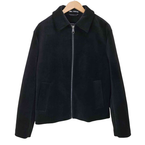 ザラ ZARA ベルベット ジップアップブルゾン メンズ import:M