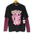 SHORTSTORY ボーダー切り替え L/S プリントTシャツ レディース