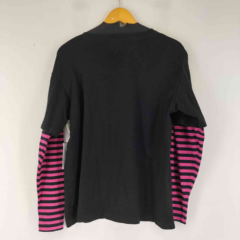 SHORTSTORY ボーダー切り替え L/S プリントTシャツ レディース