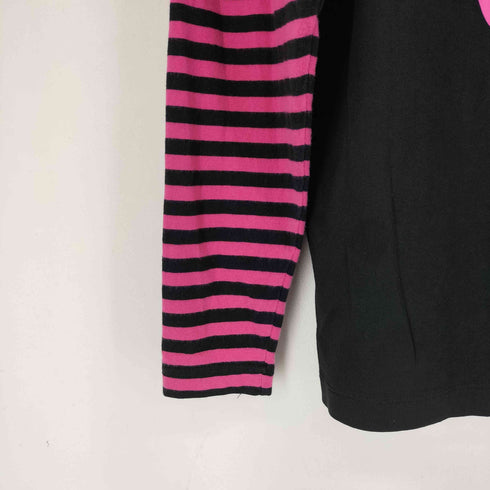 SHORTSTORY ボーダー切り替え L/S プリントTシャツ レディース