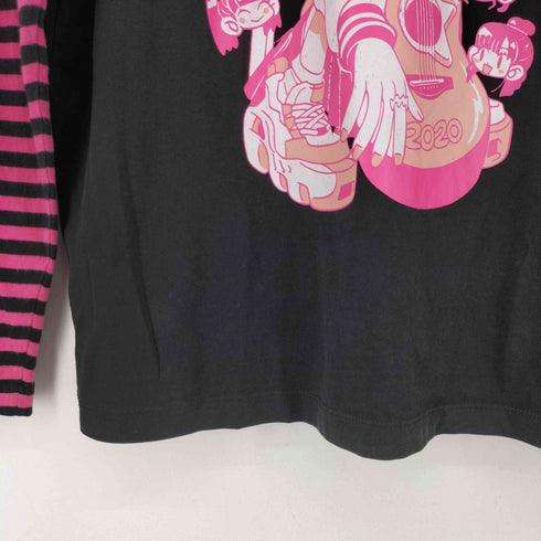 SHORTSTORY ボーダー切り替え L/S プリントTシャツ レディース