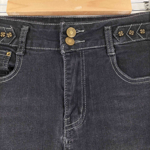 スタッズ加工 フレアデニムパンツ レディース US:28-29