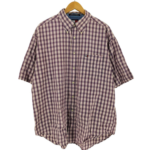 トミーヒルフィガー TOMMY HILFIGER 90s コットン レギュラーカラーS/S BDシャツ メンズ import:XL