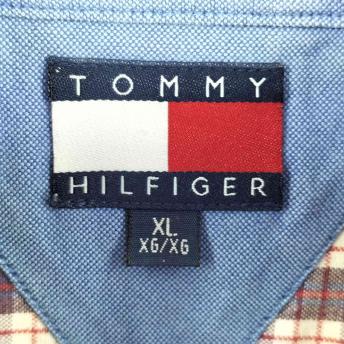トミーヒルフィガー TOMMY HILFIGER 90s コットン レギュラーカラーS/S BDシャツ メンズ import:XL