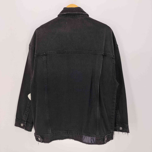ザラ ZARA ダメージ加工 オーバーサイズ ブラック デニムジャケット レディース JPN:L
