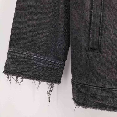 ザラ ZARA ダメージ加工 オーバーサイズ ブラック デニムジャケット レディース JPN:L