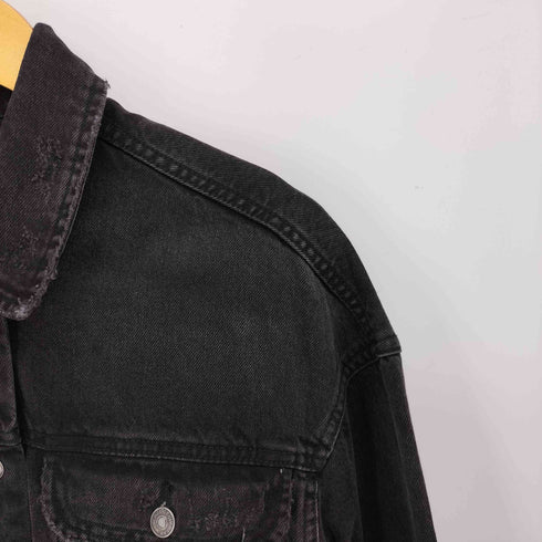 ザラ ZARA ダメージ加工 オーバーサイズ ブラック デニムジャケット レディース JPN:L
