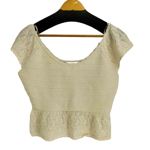ザラ ZARA クロシェレース ニットトップス レディース import:M
