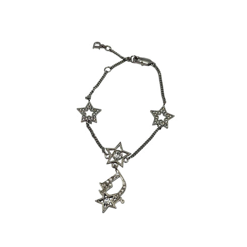 ディオール Dior 星型 ラインストーン ロゴペンダント シルバー ブレスレット レディース
