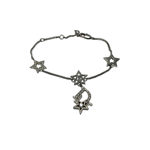 ディオール Dior 星型 ラインストーン ロゴペンダント シルバー ブレスレット レディース