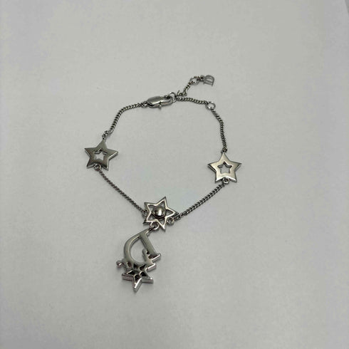 ディオール Dior 星型 ラインストーン ロゴペンダント シルバー ブレスレット レディース