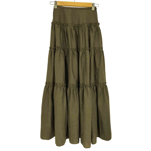 ダブルスタンダードクロージング DOUBLE STANDARD CLOTHING リネン混 フリル ティアード スカート レディース JPN:36