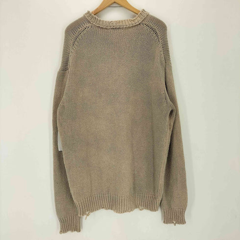 ザラ ZARA ダメージ加工 ラウンドネック ニット セーター メンズ import:XL