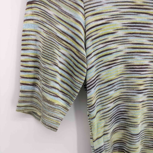 ミッソーニ MISSONI イタリア製 マルチボーダー クルーネック S/S サマーニット レディース JPN:1