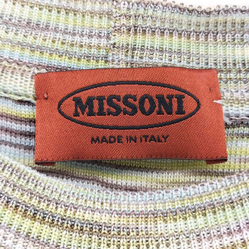 ミッソーニ MISSONI イタリア製 マルチボーダー クルーネック S/S サマーニット レディース JPN:1