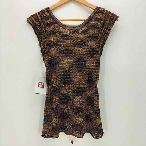 ミッソーニ MISSONI イタリア製 総柄 ノースリーブ サマーニット チュニック ワンピース レディース