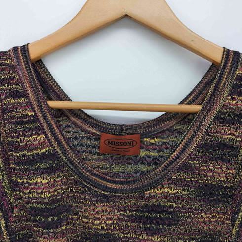 ミッソーニ MISSONI イタリア製 総柄 ノースリーブ サマーニット チュニック ワンピース レディース