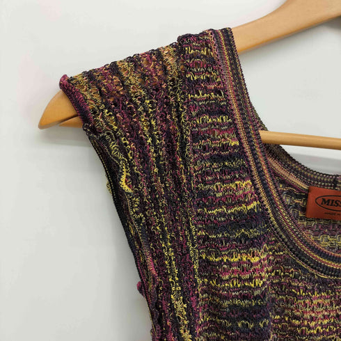 ミッソーニ MISSONI イタリア製 総柄 ノースリーブ サマーニット チュニック ワンピース レディース