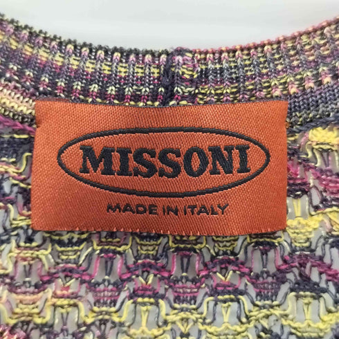 ミッソーニ MISSONI イタリア製 総柄 ノースリーブ サマーニット チュニック ワンピース レディース
