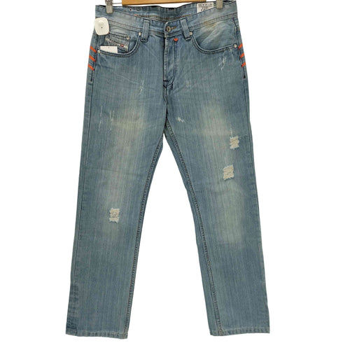 ディーゼルインダストリー Diesel Industry MADE IN ITALY イタリア製 コラボ トレフォイル ロゴ ペイント ダメージ デニム パンツ Y2K メンズ W33L34