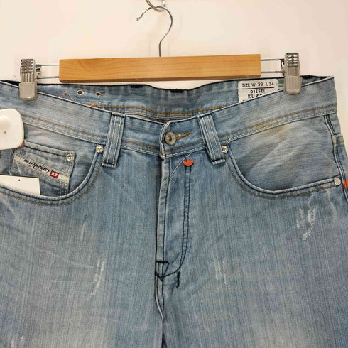 ディーゼルインダストリー Diesel Industry MADE IN ITALY イタリア製 コラボ トレフォイル ロゴ ペイント ダメージ デニム パンツ Y2K メンズ W33L34