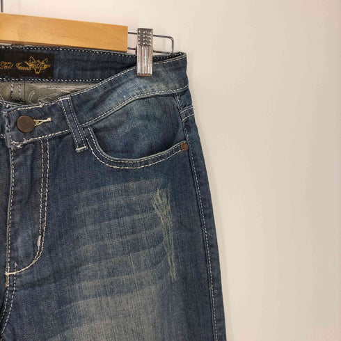 foxxy tail jeans 00S ラメ 装飾 ローライズ ダメージ ワイドレッグ フレア デニム パンツ Y2K レディース 30