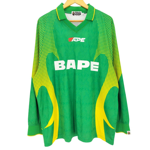 アベイシングエイプ A BATHING APE 26ss APE FLAME MONOGRAM JACQUARD LOGO RELAXED FIT FOOTBALL JERSEY メンズ JPN:XL