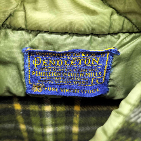 ペンドルトン PENDLETON ラウンドカット レギュラーカラー ウールシャツ グリーン×ブラック メンズ import:L