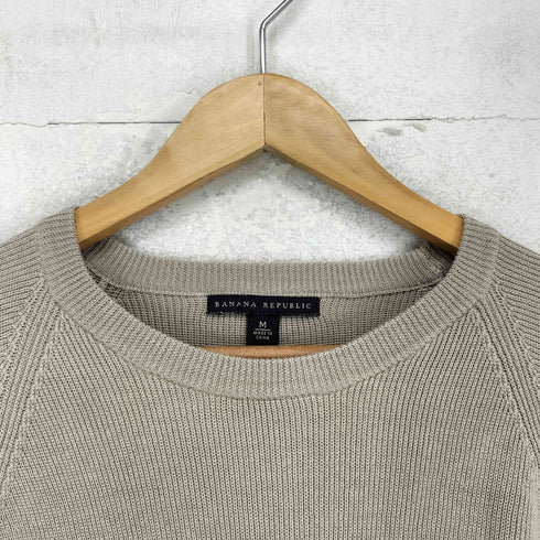 バナナリパブリック BANANA REPUBLIC シルク混 畦編みクルーネックニット メンズ import:M