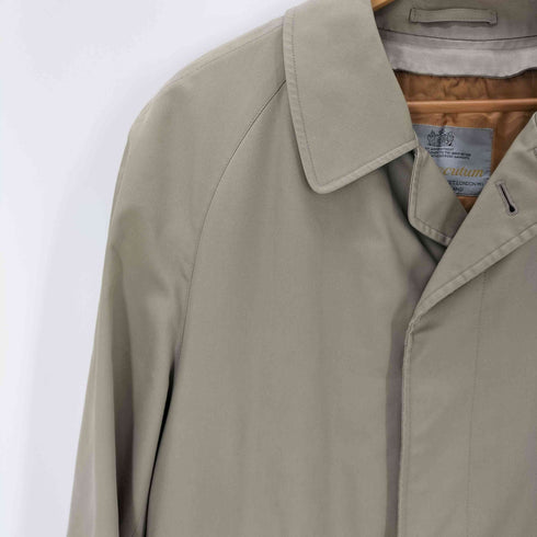 アクアスキュータム AQUASCUTUM 70-80S OLD MADE IN ENGLAND 英国製 裏地チェック ライナー付き バルマカーン ステンカラー ロング コート メンズ