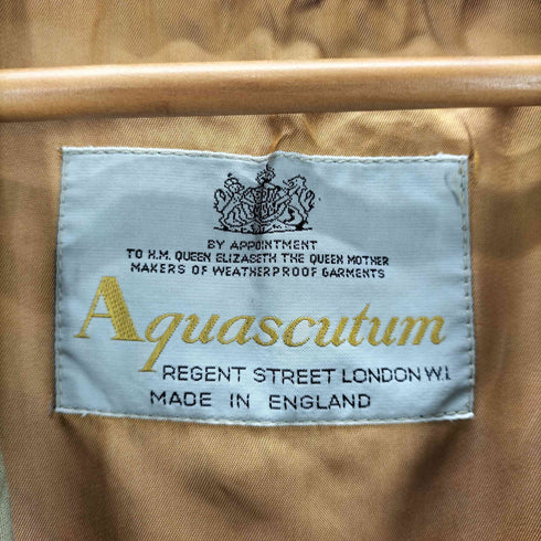アクアスキュータム AQUASCUTUM 70-80S OLD MADE IN ENGLAND 英国製 裏地チェック ライナー付き バルマカーン ステンカラー ロング コート メンズ