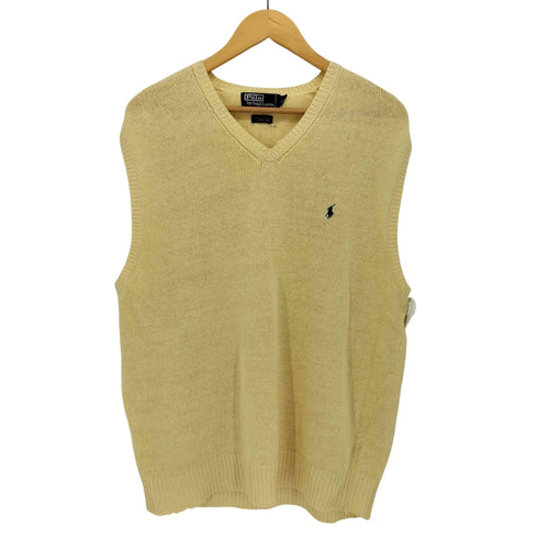ポロバイラルフローレン Polo by RALPH LAUREN ポニー刺繍 コットンリネン Vネック ベスト メンズ import:XXL