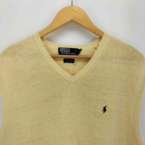 ポロバイラルフローレン Polo by RALPH LAUREN ポニー刺繍 コットンリネン Vネック ベスト メンズ import:XXL