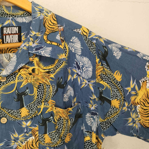 RATON LAVEUR 虎 和柄 レーヨン開襟シャツ メンズ M