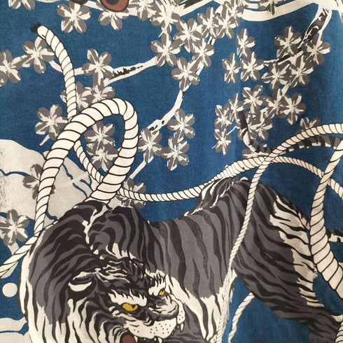 龍 和柄 刺繍&プリント ポロシャツ メンズ M