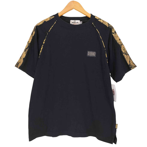 カラクリダマシイ 絡繰魂 家紋 和柄 ロゴメタルプレート ラグランTシャツ メンズ L