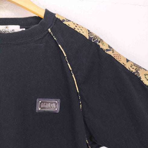 カラクリダマシイ 絡繰魂 家紋 和柄 ロゴメタルプレート ラグランTシャツ メンズ L