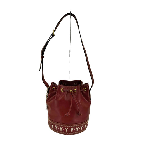 イヴサンローラン Yves Saint Laurent Yカット 巾着 ヴィンテージレザー ショルダーバッグ レディース