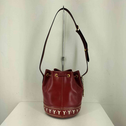 イヴサンローラン Yves Saint Laurent Yカット 巾着 ヴィンテージレザー ショルダーバッグ レディース