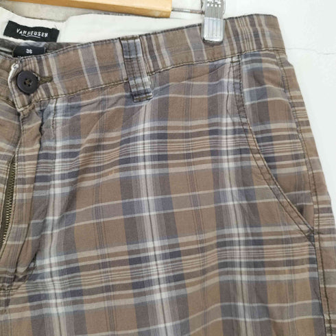 ヴァンヒューゼン VAN HEUSEN チェック柄ハーフパンツ メンズ 36
