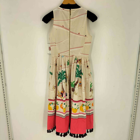 ケイトスペードニューヨーク kate spade NEW YORK 総柄 フリンジノースリーブワンピース レディース 0