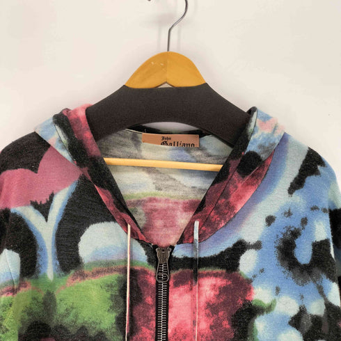 ジョンガリアーノ JOHN GALLIANO 総柄 ダブルジップニットパーカー メンズ XL