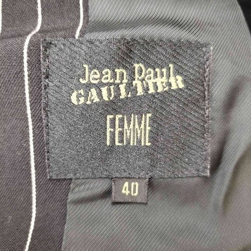 ジャンポールゴルチエフェム Jean Paul GAULTIER FEMME ダブルブレスト ストライプ テーラードジャケット 袖裏裏地 レディース FR:40